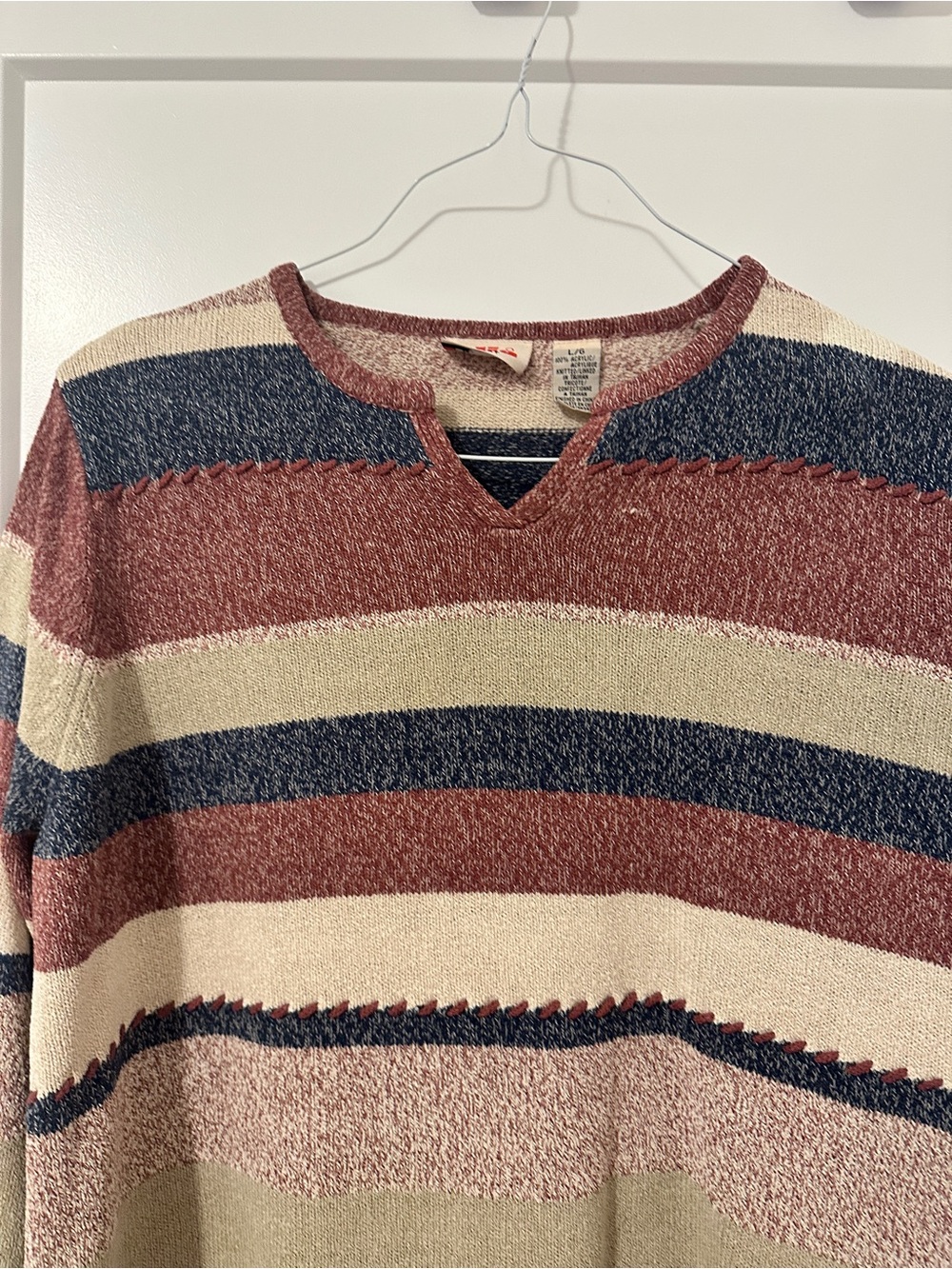 Vintage Alia Sport 3/4 Sleeve Striped Sweater Size Large Women’s - Picture 3 of 11
